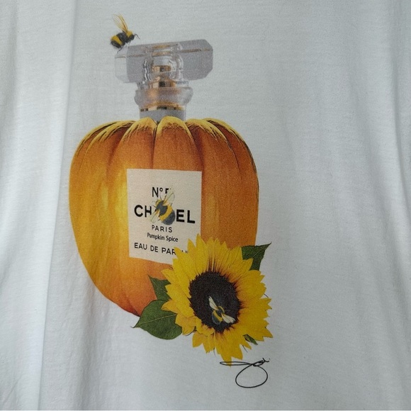 Tultex T-Shirt Pumpkin Perfume Sunflower Print Size XXL - Picture 3 of 9